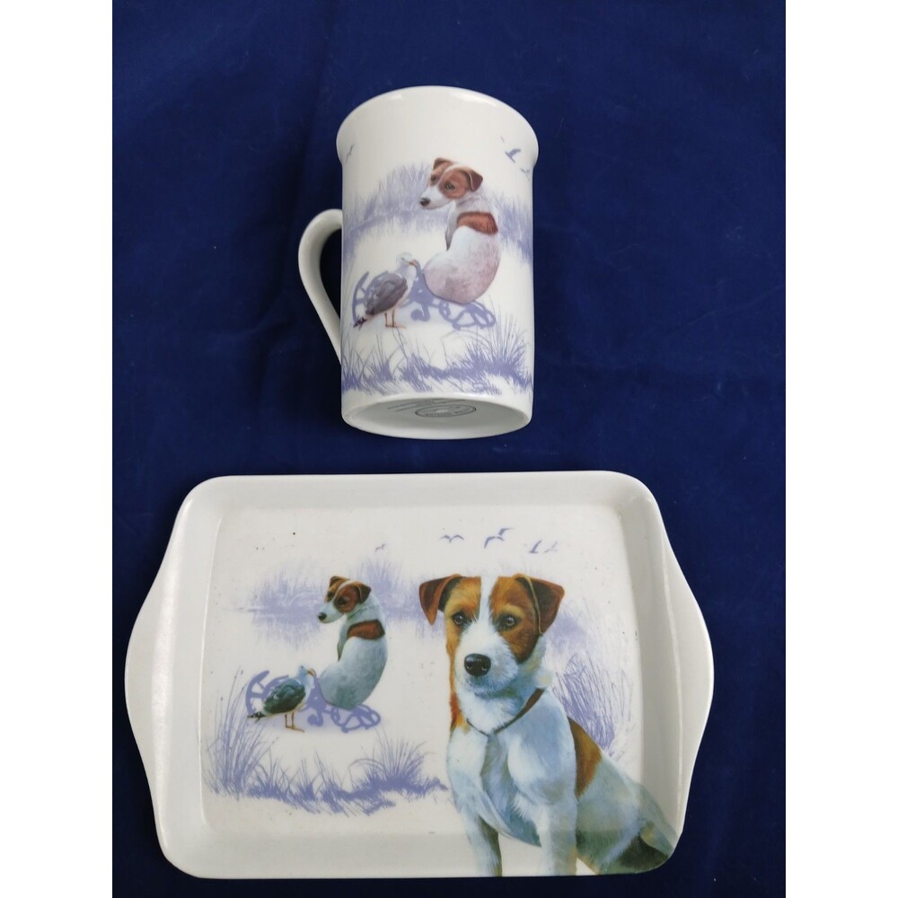 Jack Russell Terrier Teatime Gift Mug w/ Lid and Coaster Set
